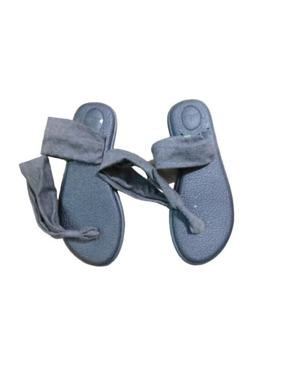 Sanuk Size 6 Charcoal Stretch Fabric Strappy Flat Sandals